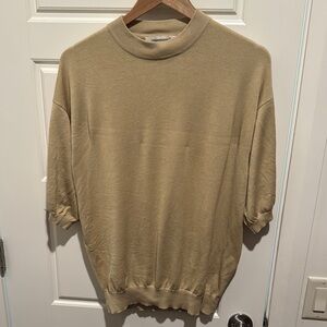 Pronto Uomo Tan Crewneck Sweater Fine Knit Casual